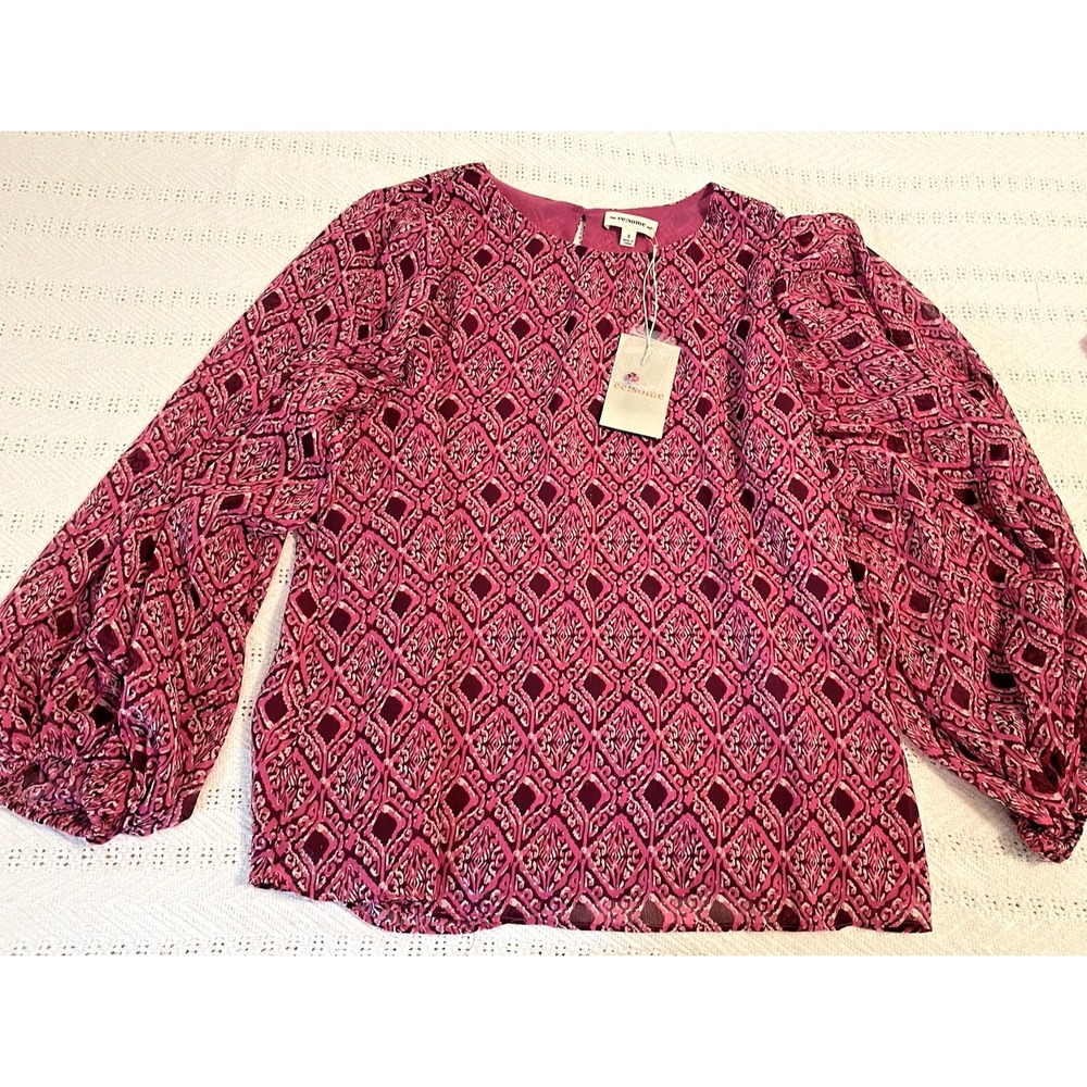 NEW Esome fuchsia pink top women's size‎ Small Blouse Peasant Business Balloon